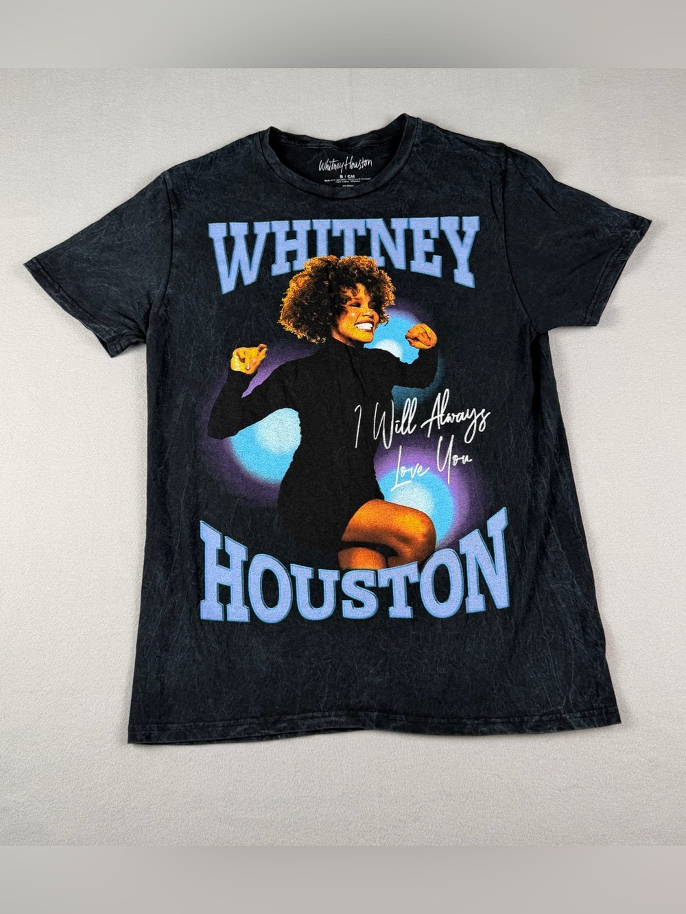 Whitney Houston Black Graphic Short Sleeve Tee - Icon Portrait